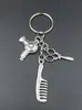25mm Key Chains Gifts Hair Dryer Scissors Comb Couple Key Chain Key Ring Bag Charms Pendant Keychain Jewelry Keyring Accessories