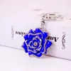 Peony Flower Pendant Key Chain Enamel Alloy Rhinestone Paved Bag Keychain Holder Beauty Floral Metal Car Keys Ring Charms Jewelry Gift Keyring Accessories