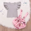 2019 bambin bébé bébé fille vêtements sans manches tops à volants floraux floraux vêtements courts de vêtements filles vêtements ensemble costume enfants