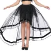 Dames Elastische Taille Black Mesh Tule Hi-Lo Vloerlengte Lange Swing Rok voor Burlesque Corset Top Perfecte Halloween Outfit Rokken Plus Size