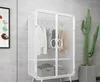 Ferro simples malha quarto mobiliário dourado roupeiros de porta roupas e chapéus receptáculo prateleira piso-tipo guarda-roupa criativo