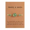 Handmade Druzy Resin Stone Bracelet Make a Wish Card Wax Rope Braided Bracelets Bangles With Rice Bead for Women Girls Summer Beach Jewelry