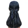 8 Wybór kolorów Męskie Satynowe Duragów Bandana Turban Peruki Mężczyźni Silky Durag Headwear Headband Długi Kapelusz Pigtail Pigtail