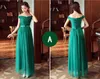 Dark Green Floor-length Bridesmaid Dresses Mix Styles Empire Waist Maid of Honor With Ruffles Honor Bridal Gowns