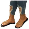 Sandalias planas para mujer, sandalias con hebilla estilo línea con correa en el tobillo de verano, zapatos planos con punta abierta y remaches para mujer