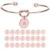 26 lettere oro argento colore nodo cuore braccialetto braccialetto ragazza moda gioielli lega bracciali con ciondolo tondo per le donne regalo regalo damigella d'onore