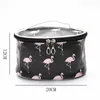 Mode flamingo kosmetisk väska stor kapacitet fat kosmetisk handväska flamingo godis färg pu läder makeup väskor 5 färger tillgängliga bolso de kosmeticos