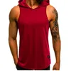 Mode été hommes sans manches à capuche T-Shirts Muscle sweat Cool à capuche hauts GYM Sport Slim Fitness à capuche Sportswer t-shirts