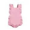 Bebek Kız Giysileri Katı Bebek Kız Tulum Pamuk Keten Yenidoğan Tulumlar Kolsuz Toddler Bodysuits Butik Bebek Giyim DW4196