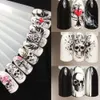 Volledige schoonheid 25 stks Nail Sticker Halloween Sets Black Skull Bone Spider Flower Party Decor Water Tool Nail Art Decals Chstz731-755