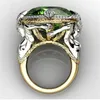 Vintage Mode-sieraden 925 Sterling Zilver Groene Smaragd Edelstenen Ovaal Geslepen CZ Party Vrouwen Bruiloft Verlovingsband Zeemeermin Ring Gift