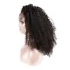 Brazylijskie Kinky Kręcone Peruki z Bangs Grade 10a Virgin Remy Włosy dla czarnych Kobiet Kinki Afro Human Hairs Wig Fringe 130% Gęstość Glueless