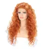 Lång lockig peruk Högtemperatur Hår syntetisk spetsfront peruk med babyhår Glueless Orange Cosplay Wigs For Women3099170