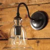 Braccio oscillante Luci da interno moderne da parete Bagno Cucina Applique antica Hotel Illuminazione industriale Lampada nera Vetro trasparente