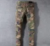 Camo jeans nova moda verão masculino rasgado motociclista calças casuais hip hop jeans para jeans calças compridas