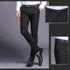 2020 Men Casual Suit Wedding Business Fashion Elastic Solid Color Slim Fit Byxor Thin Office Dress Pants