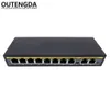 250m 10-Port Estender Power over Ethernet Switch com 8 portas PoE 2 Uplink 10 / 100Mbs IEEE802.3af / at PoE interruptor 140W Alimentação Externa