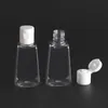 Bouteille rechargeable d'alcool vide DHL 30ML gratuite avec couvercles rabattables Bouteille de désinfectant pour les mains en plastique transparent 1OZ pour l'utilisation d'échantillons en plein air