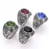 Stainless Steel Officers United States US Army Ring Retro Silver Military USA Rings Jewelry With Red Black Blue Green CZ stone