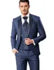 Brand New Blue Groom Tuxedos Notch Lapel Groomsmen Mens Wedding Dress Excellent Man Jacket Blazer 3 Piece Suit(Jacket+Pants+Vest+Tie) 1672