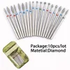 10pcs Diamantschneider für Maniküre Set Diamond Rotary Burrs Set Nagelbohrer Bit Set Mühlenschneider für Nagelkunstpediküre Tool7761554