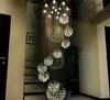 Lustre moderne grand luminaire en cristal pour hall d'entrée escalier escalier foyer long lustre en spirale plafonnier encastré lumière d'escalier MYY