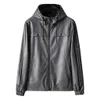 New Fashion Autumn Male Leather Jacket Plus Size 4XL Black Wine Gray Mens Zipper Hoodie Imitation Leather Jacket Coat