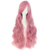 Mapofbeauty 32 "Long Wavy Wigy Cosplay Perucas Falsa Bangs 29 Cores Pink Black Blue Brown Blonde Mulheres Peruca Cabelo Sintético Resistente ao Calor