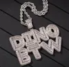 14K New Baguette Custom Letters Pendant Necklace CZ Name Chain Zircon Pendant Gift Jewelry for Men Women