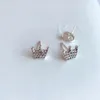 Orecchini a bottone a corona indotti dal genere con scatola per Pandora Orecchini a bottone in argento sterling 925 placcato oro rosa Princess Crown Lady