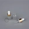 300 pcs/Lot vente en gros 3 ml vide verre huile essentielle cosmétique bouteille parfum conteneur 3cc flacon Pipette compte-gouttes or bouchon Pot