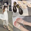 2020 ins zomerontwerper 4.5cm hakken stiletto's flip-flops parels dikke hakken jurk schoenen hak schoenen sandalen nieuwe Europese mode