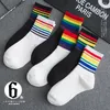 Lange sokken Rainbow Color Street Fashion Koreaanse Sok Kerstmis Katoen Leuke Sokken Skarpetki Calcetines 2019 Nieuwe Sokken Black / White1