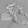 925 Stamped Heart Shape Necklace Brands Sterling Silver Link Chain Necklace For Women Ladies Fashion Designer Pendant Halsband JE1783