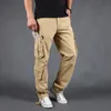 Kombinezony Mężczyźni Spodnie Cargo Męskie Luźne Wojska Taktyczna Męska Znosić Proste Multi-Pocket Spodnie Pantalon Homme