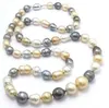 Snabb fina pärlor smycken underbara 1213 mm naturliga South Sea Multicolor Pearl Necklace 24 tum 925 Silver9576897