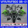 Karosserie für HONDA Interceptor Green Flames VFR800R VFR800 1998 1999 2000 2001 259HM.22 VFR 800RR VFR 800 RR VFR800RR 98 99 00 01 Verkleidungsset