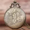 Steampunk Wild Wolf Retro Brons Quartz Zakhorloge Mannen Vrouwen Mode Awesome Animal Klok met Ketting Ketting Gift