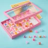 PandaHall 100pcs/box Cute Children's Day Jewelry Plastic Kids Ring Girl Resin Rings Mixed Style Animal Fruit Gift Present