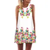 BNC Vrouwen Jurk Roze Print Mouwloze Zomerjurk O hals Casual Losse Mini Chiffon Jurken Vestidos Nieuwe Collectie