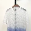 2020 francesi l'inizio della primavera e l'estate ultimo stile Lettera jacquard cava gradiente di cielo blu T-shirt di alta qualità europea di Parigi uomini e donne