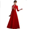 중국 스타일의 캐주얼 복장 빈티지 여성 Qipao vestido 슬림 새 봄 긴 소매 옷 치파오 스타일의 드레스 자수