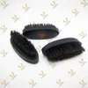 MOQ 100 PCS LOGOTIPO Personalizado Mini Escovas de Cerdas de Javali para Barba Preto Cabo de Madeira Escova de Limpeza Facial para Higiene Masculina