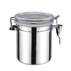 Stainless Steel Container Canister with Transparent Covers Coffee Tea Candy Beans Milk Powder Food Jars Containers