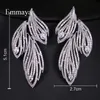 Emmaya Elegant Leaf Shaped Cubic Zirconia Crystal Bridal Long Earrings Luxury Wedding Jewelry for Brides Party Gift CX200606262g