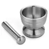 Stainless Steel Mortar Pestle Set Pugging Pot Garlic Spice Grinder Pharmacy Herbs Bowl Mill Grinder Crusher Kitchen Tool