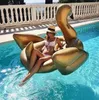 Hot Golden Black Swan Floats Uppblåsbara Swim Pool Madrass Toy Vuxen Duck Tubes Giant Flamingo Raft Lounge Air Swimming Ring Beach Toys
