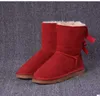 Designer-A Classic Snow Boots Tall Boots Real Leather Bailey Bowknot Womens Håll varm storlek 35-44