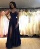 navy blue afton dresses slit