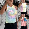 JAYCOSIN Streetwear T-shirt stretta Donna 2020 Nuovo senza maniche Tie-dye Stampa a colori chiari T-shirt da donna Girocollo fresco Tee Top